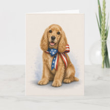 Cartão de Saudação Patriótico de Cocker Spaniel