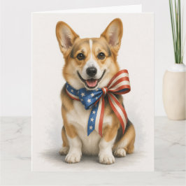 Cartão de Saudação Patriótico do Corgi | Corgi da