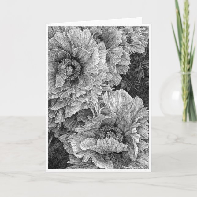 Cartão de Saudação Peony Pair (Frente)