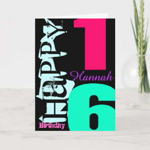 Cartão de saudação personalizado de 16.º aniversár