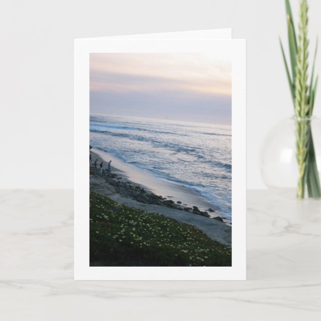 Cartão de Saudação Personalizado de Praia Sunset O (Frente)