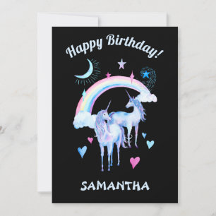 Cartão de saudação personalizado do Rainbow e unic