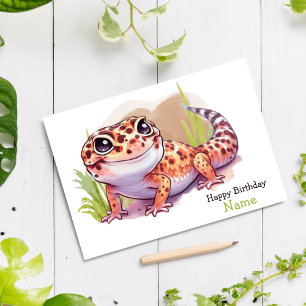 Cartão de Saudação Personalizado Leopard Gecko