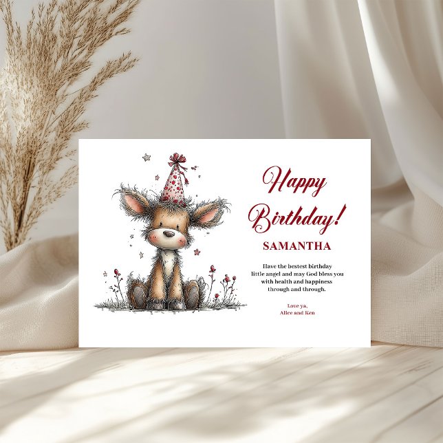 Cartão de saudação personalizado para crianças com (Whimsical Animals Personalized kids greeting card)