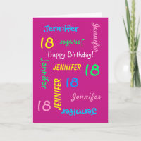 Cartão de Saudação Personalizado, Rosa, 18º Aniver