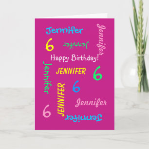 Cartão de Saudação Personalizado, Rosa, 6º Anivers