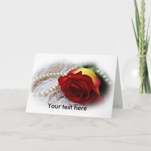 cartão de saudação personalizável pérolas & rosa (Frente)