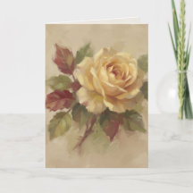 Cartão de Saudação "Pintura a óleo de rosa única"