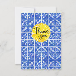 Cartão de saudação plano Lemon & Azulejo "Obrigado