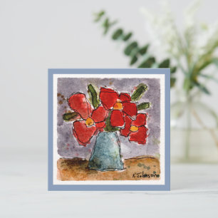 Cartão de Saudação por Aquarela das Flores Verm