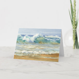 Cartão de Saudação por Aquarela de Ondas Tropicais