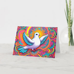 Cartão de Saudação Psicodélico de Dove de Paz Dobr
