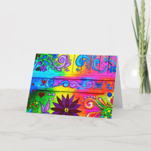 Cartão de saudação psíquica hippie de 70 anos