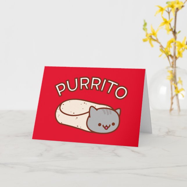 Cartão de Saudação PURRITO Cat (Flor Amarela)