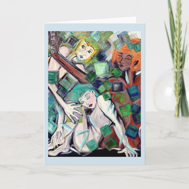 Cartão de Saudação "Quadrados Dourados" (Frente)