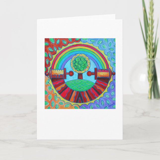Cartão de Saudação Rainbow Mandala (Frente)