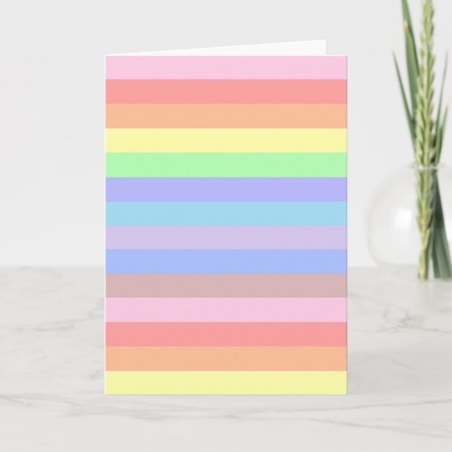 Cartão de saudação Rainbow Pastel Stripe (Frente)