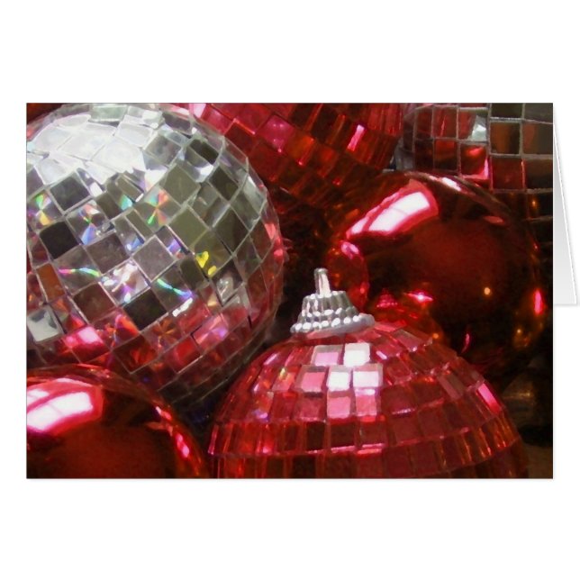 Cartão de saudação Red Baubles (Frente Horizontal)