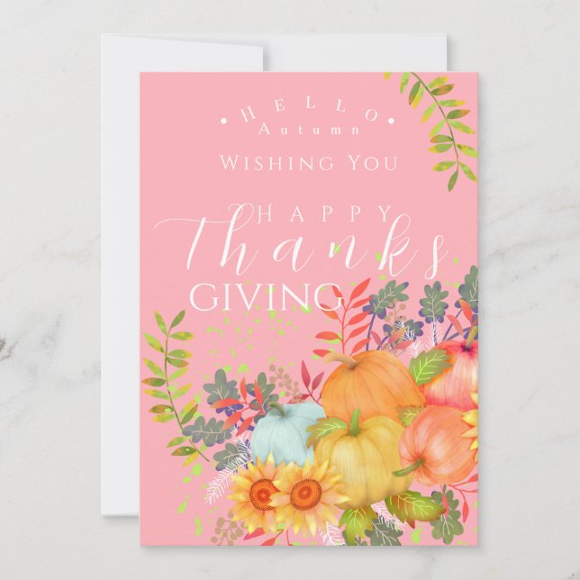 Cartão de Saudação Rosa de Ação de Graças de Outon (Frente)