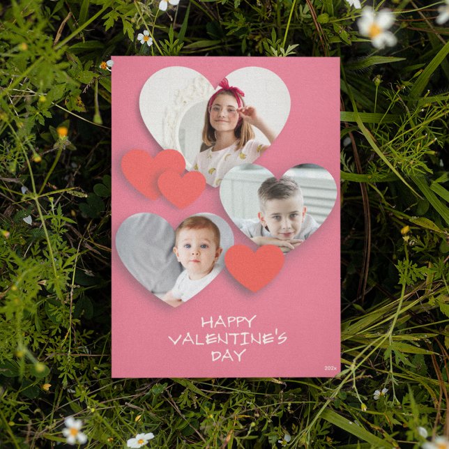 Cartão de Saudação Rosa de Colagem de Foto do Cora (Criador carregado)
