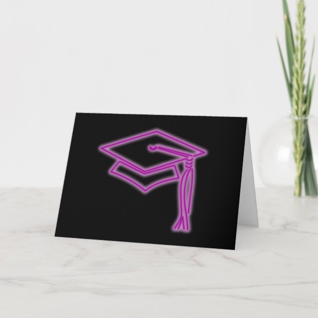 Cartão de Saudação Roxo Neon Formando Boné - Com S (Frente)