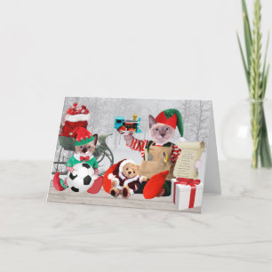Cartão de Saudação Santas Kitten Elves