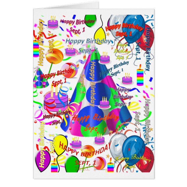 Cartão de Saudação setembro, 1 Aniversário (Frente)