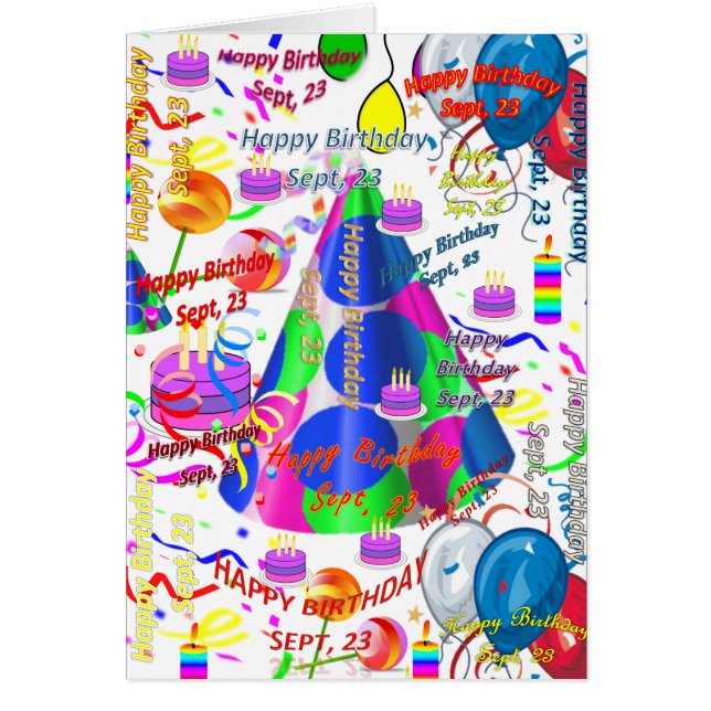 Cartão de Saudação setembro, 23 Aniversário (Frente)