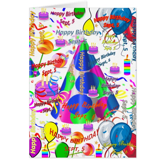 Cartão de Saudação setembro, 5 de Aniversário (Frente)