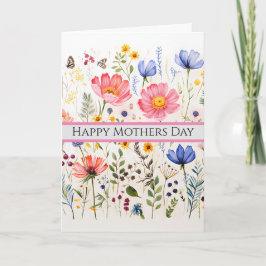 Cartão de Saudação Simples de Flor Selvagem Dobrad