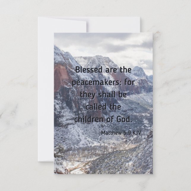 Cartão de Saudação Simples Matthew 5:9 KJV (Frente)