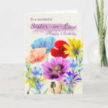 Cartão de Saudação Sister-in-Law Flowers<br><div class="desc">Sister-in-Law Watercolor Wild Flowers - Bonito flores de jardim d'água pansies de várias cores,  todas as flores foram originalmente pintadas manualmente por mim. Um doce cartão que é perfeito para qualquer senhora.</div>