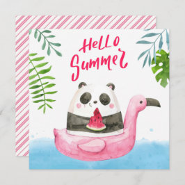 Cartão de Saudação Summer Panda Flamingo