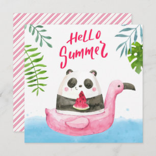 Cartão de Saudação Summer Panda Flamingo