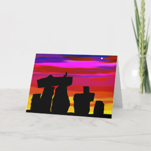 Cartão de Saudação Sunset Henge com coiote