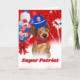 Cartão de Saudação Super Patriot Dachshund