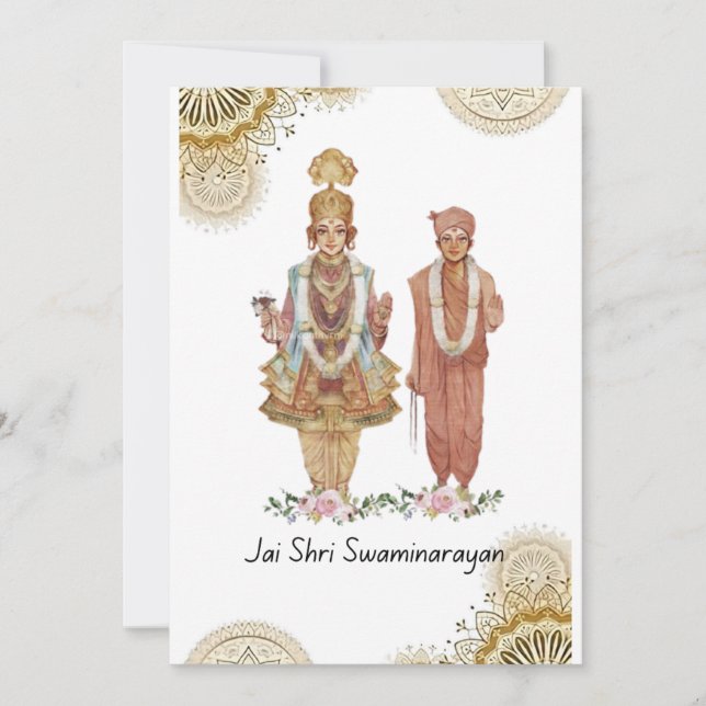 Cartão de Saudação Swaminarayan Jay Shree (Frente)