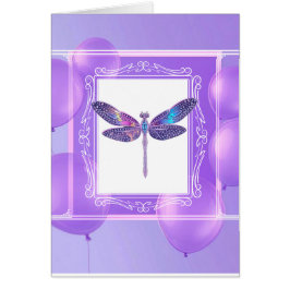 Cartão de Saudação Trendy Holographic Dragonfly