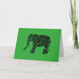 Cartão de Saudação Tribal de Elefante de Cor/Texto