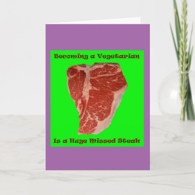 Cartão de Saudação Vegetariano de Bife Desaparecid (Frente)