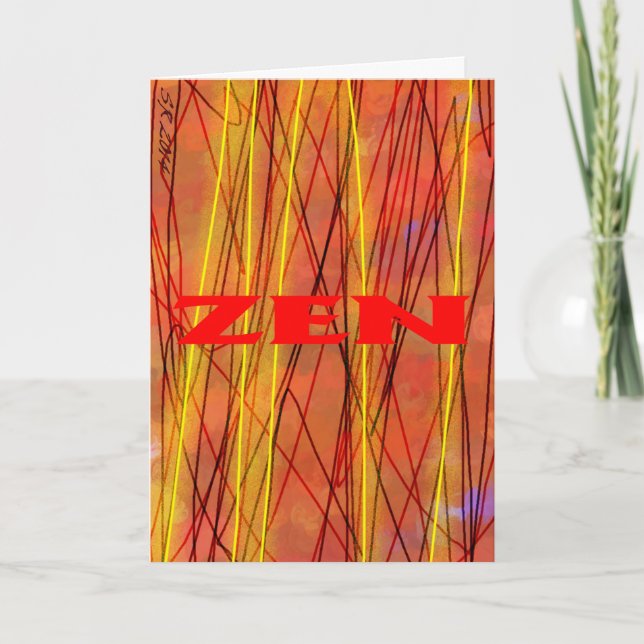 Cartão de saudação vermelho Zen (Frente)