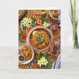 Cartão de Saudação Vibrante Festa de Arroz Jollof