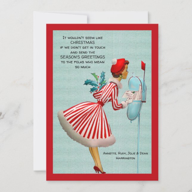 Cartão de Saudação Vintage de Email de Natal (Frente)