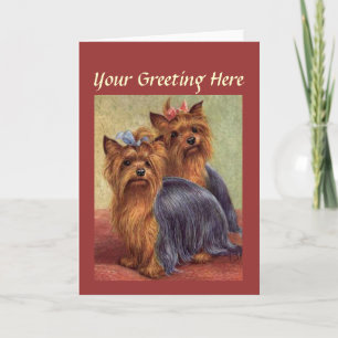 Cartão de Saudação Vintage Yorkshire Terrier