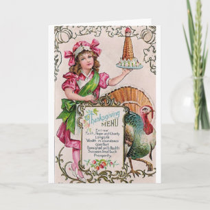 Cartão de Saudação Vitoriano de Ação de Graças