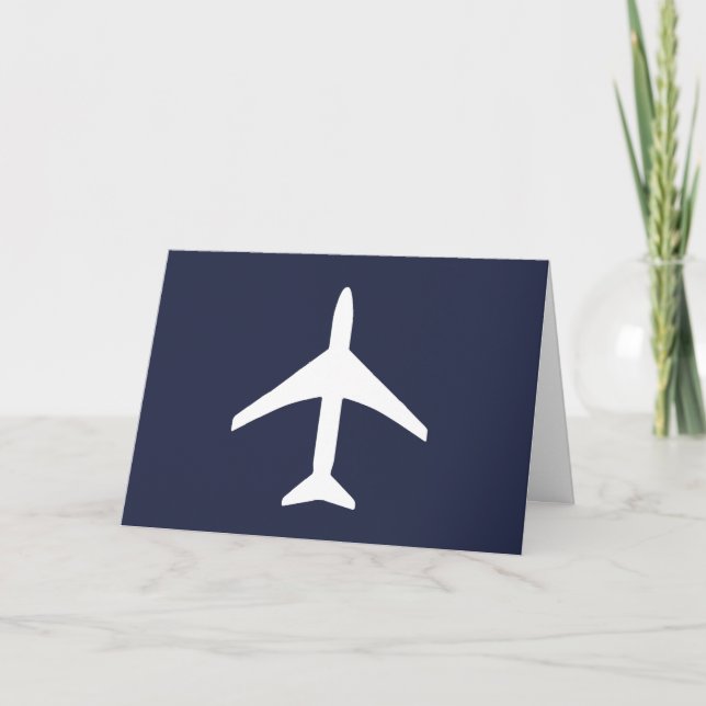 Cartão de Saudação Voador Piloto de Avião Branco F (Frente)