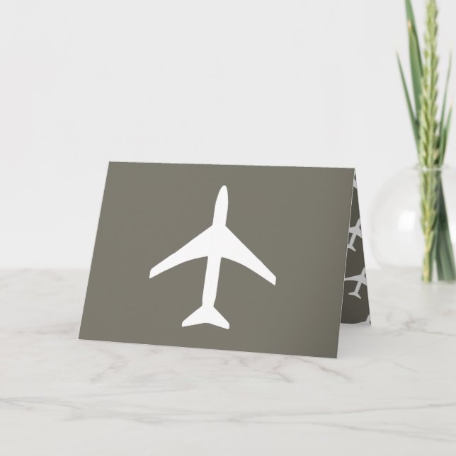 Cartão de Saudação Voador Piloto de Avião Branco F (Frente)