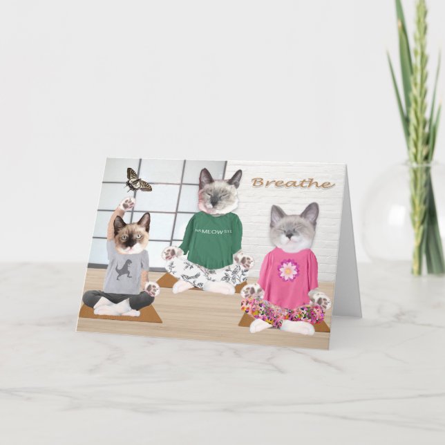 Cartão de Saudação Yoga Kittens (Frente)