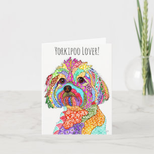 Cartão de saudação Yorkipoo bonito e colorido