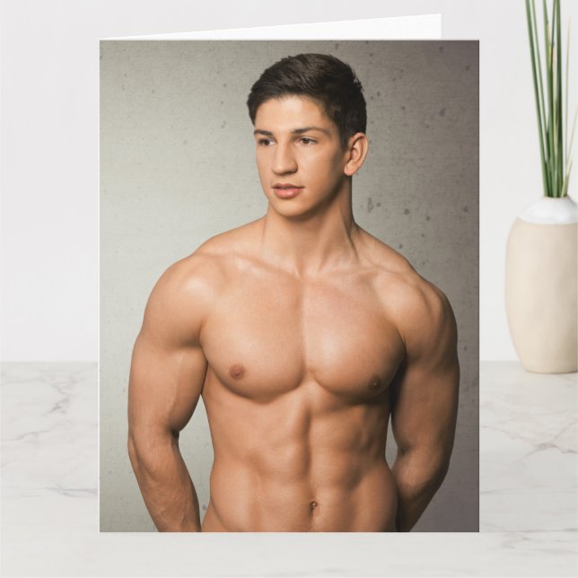 Cartão de Saudações de Cara Quente do Body Builder (Frente)